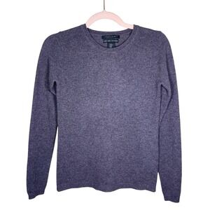 TAHARI  PURE LUXE 100% Cashmere Gray Crew Neck Sweater Size XS Round Neck